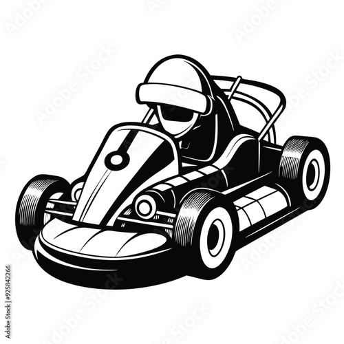 Go Kart racing car cartoon logo silhouette. Generative AI