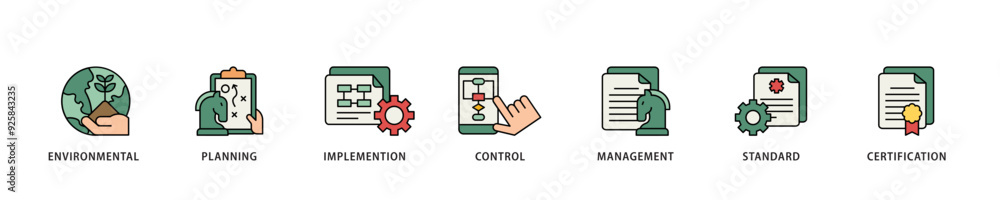 ISO 14001 icon infographic illustration concept with icon of analysis ...