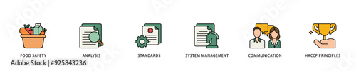 ISO 22000 icon infographic illustration concept with icon of quality, management, standard, assurance, business, certification and service icon live stroke and easy to edit 