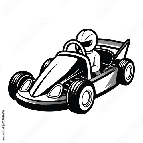 Go Kart racing car cartoon logo silhouette. Generative AI