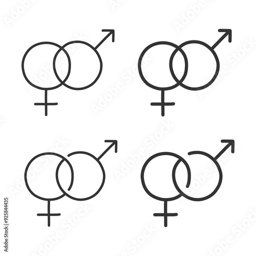 Feminine and masculine doodle icon isolated vector illustration.