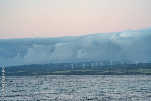 Cumulus congestus cloud in the Koʻolau Range，Mokuleia, Honolulu, Oahu Hawaii.  Kawailoa Wind Farm
 photo