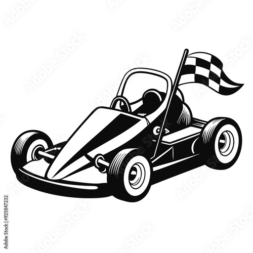 Go Kart racing car cartoon logo silhouette. Generative AI