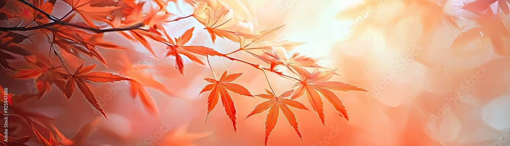 A serene scene featuring vibrant red leaves shimmering in soft sunlight, capturing the essence of autumn's beauty and tranquility. A serene scene featuring vibrant red leaves shimmering in soft sunlight, capturing the essence of autumn's beauty and tranquility.