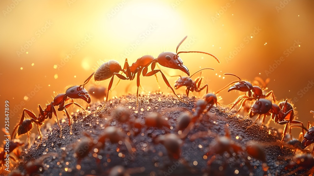 Teamwork in Nature: Colony of Ants Building a Structure, Captured in Natural Lighting Teamwork in Nature: Colony of Ants Building a Structure, Captured in Natural Lighting