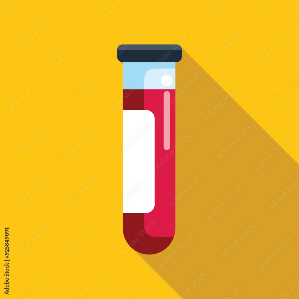 Single medical test tube containing a blood sample with a blank label, used for medical analysis and diagnosis Single medical test tube containing a blood sample with a blank label, used for medical analysis and diagnosis