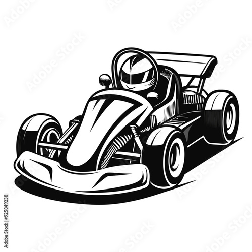 Go Kart racing car cartoon logo silhouette. Generative AI