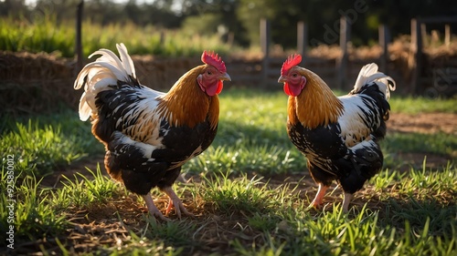 stock photography bantam chickens in a beautiful farm