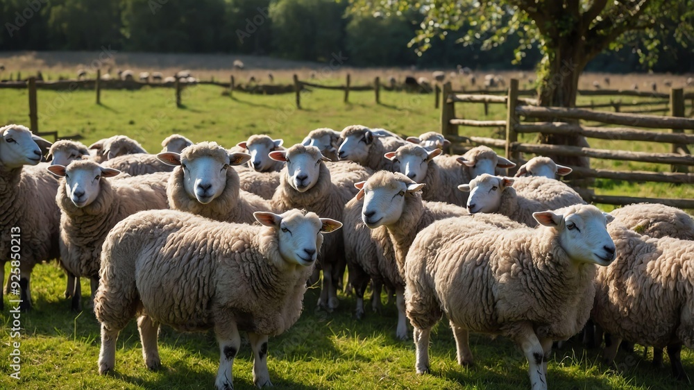 Obraz premium stock photography british blue sheeps in a beautiful farm