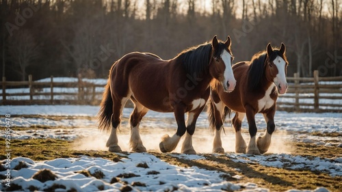 stock photography clydesdale horses in a beautiful farm