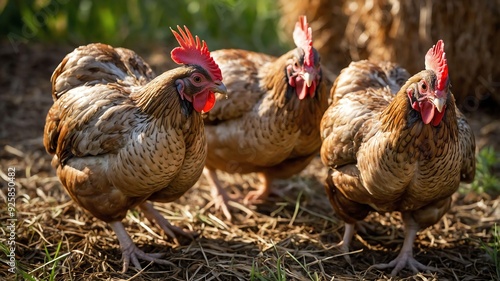 stock photography cornish game hens in a beautiful farm photo