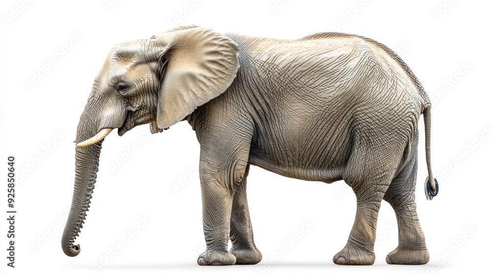 Fototapeta premium African Elephant Standing on a White Background