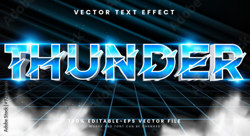 Thunder editable text effect Template with electric Blue text style theme