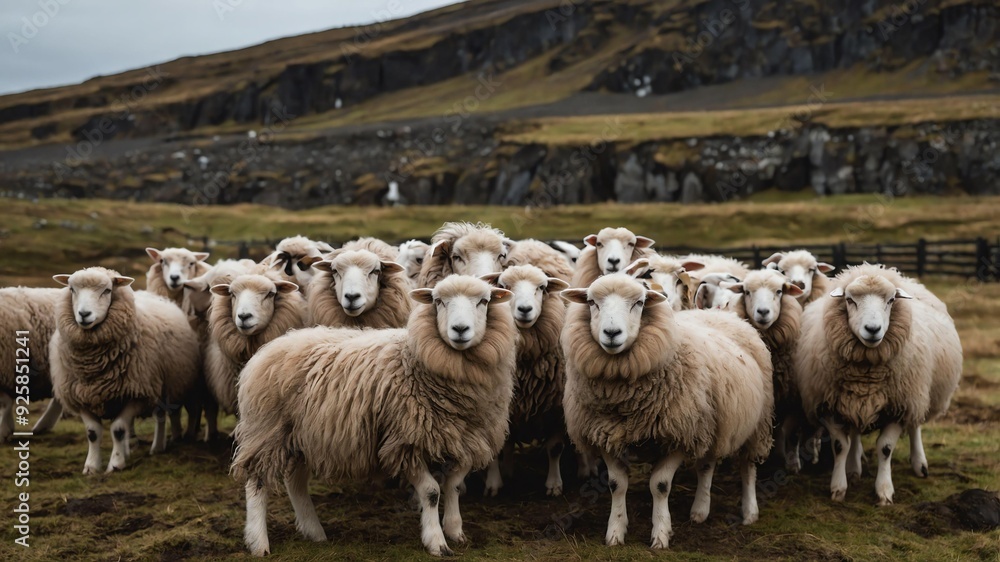 stock photography icelandic sheeps in a beautiful farm