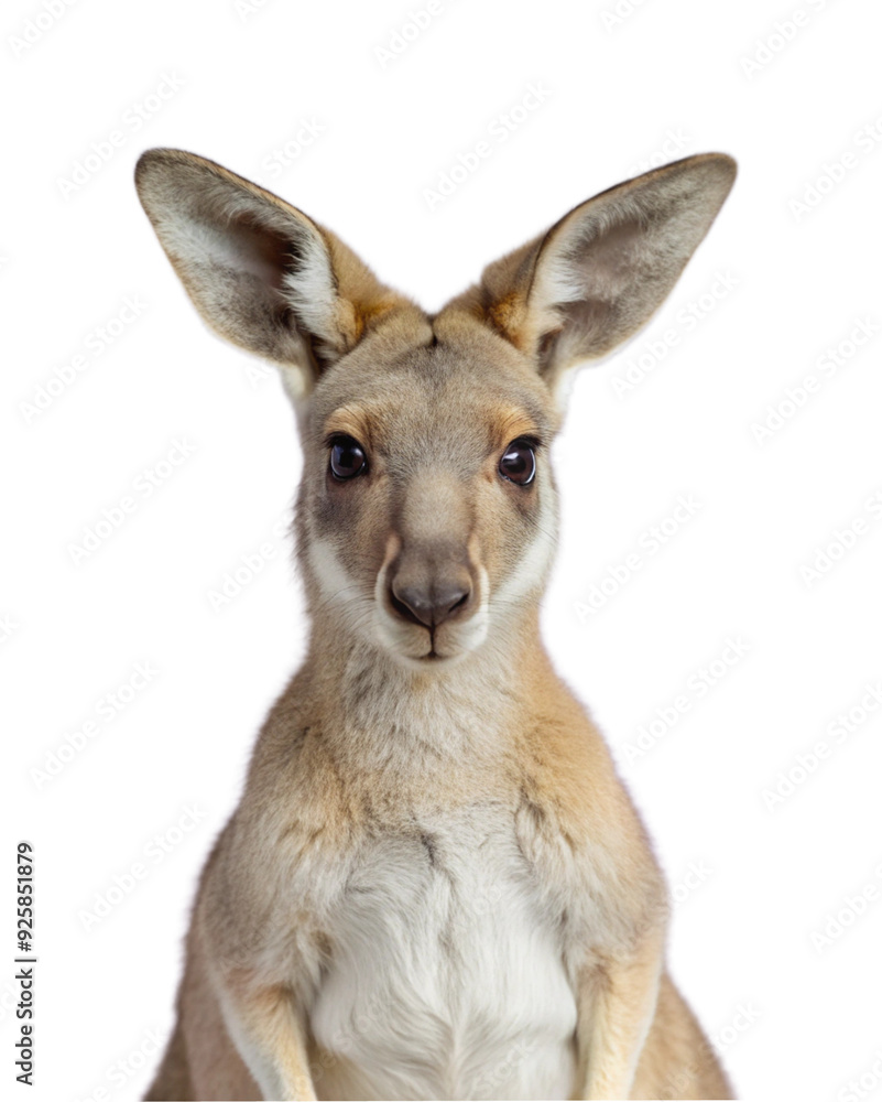 Portrait of a Kangaroo, standing in front view, on transparent or white background Portrait of a Kangaroo, standing in front view, on transparent or white background