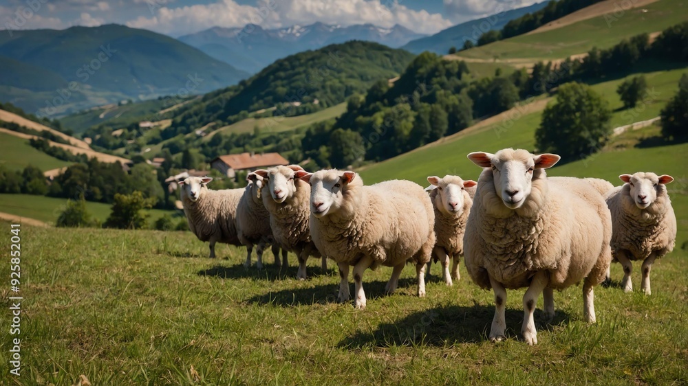 Fototapeta premium stock photography pyrnes sheeps in a beautiful farm