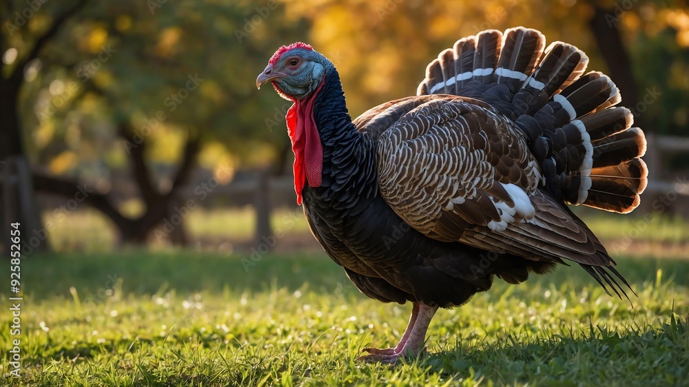 Fototapeta premium stock photography turkey in a beautiful farm