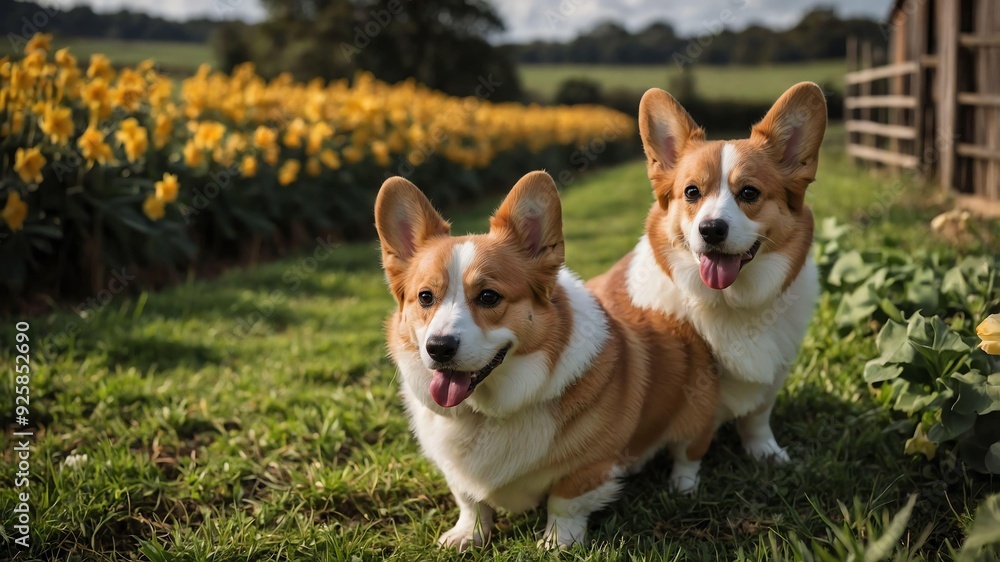stock photography welsh corgis in a beautiful farm stock photography welsh corgis in a beautiful farm