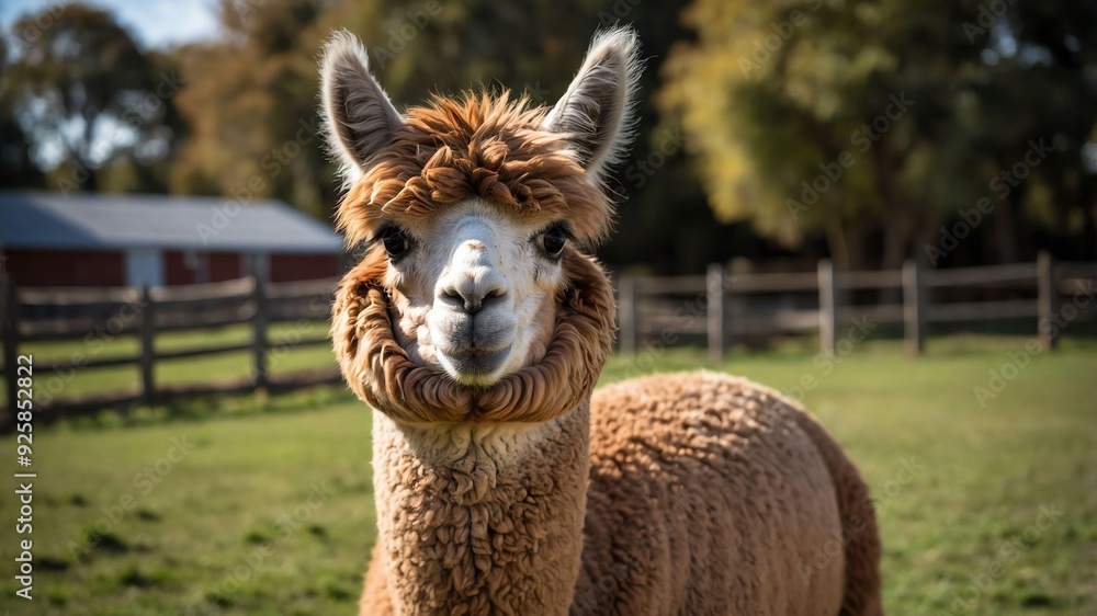 Obraz premium stock photography alpaca in a beautiful farm