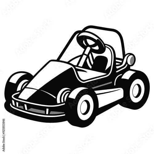 Go Kart racing car cartoon logo silhouette. Generative AI