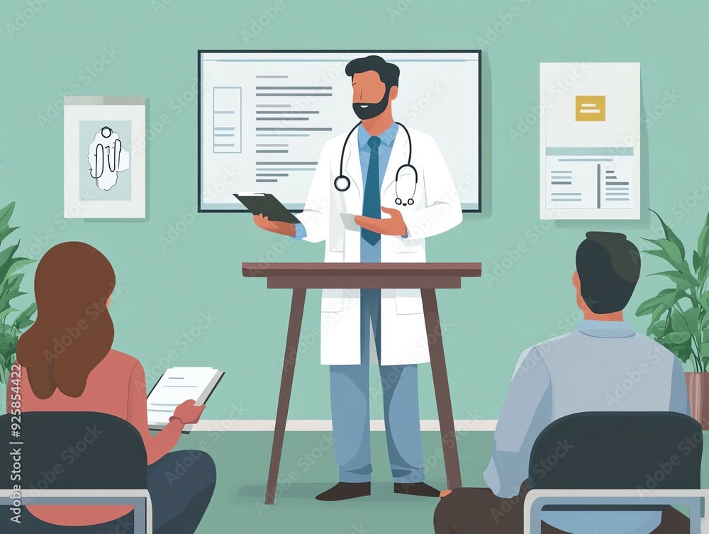 Doctor conducting a seminar on the importance of selfcare in medical practice, Selfcare, medicine education training Doctor conducting a seminar on the importance of selfcare in medical practice, Selfcare, medicine education training