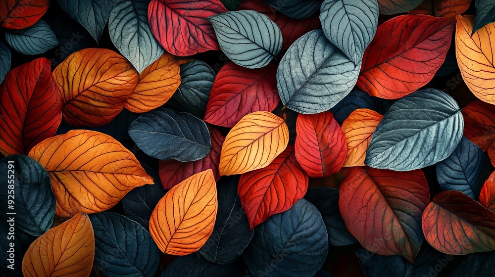 Colorful autumn leaves scattered on the ground in a natural setting Colorful autumn leaves scattered on the ground in a natural setting