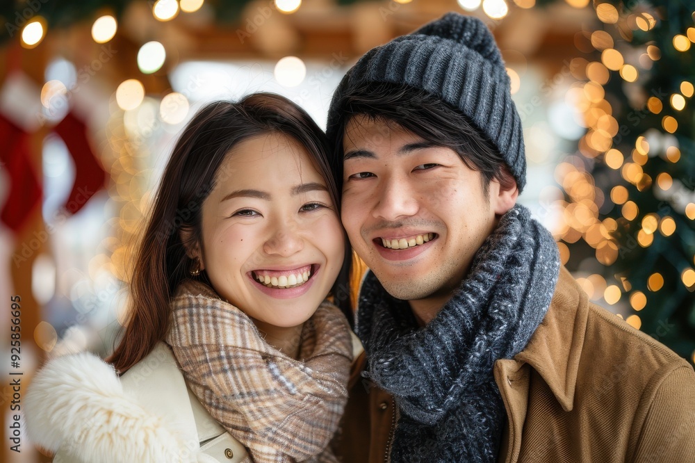 クリスマスを楽しむ笑顔のカップル(恋人・デート・婚活・マッチングアプリ・冬服・クリスマスツリー) クリスマスを楽しむ笑顔のカップル(恋人・デート・婚活・マッチングアプリ・冬服・クリスマスツリー)