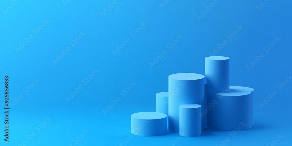 3D Illustration of Blue Isometric Shapes on a Blue Background 3D Illustration of Blue Isometric Shapes on a Blue Background