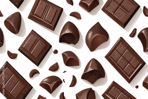 Milk chocolate explosion isolated on white background. Chocolate broken into pieces in the air with shatters, crumbs and chocolate bar close