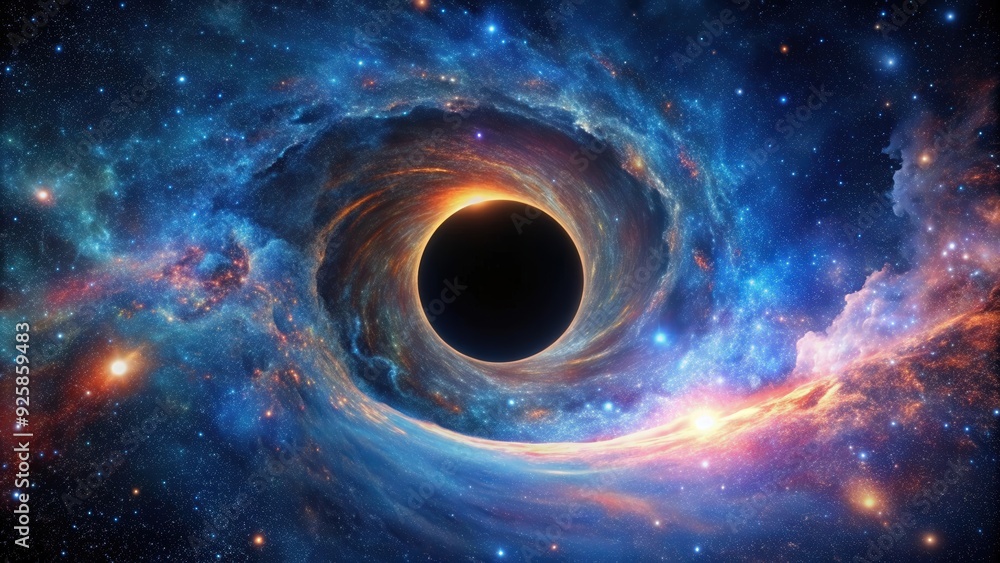A mysterious and powerful black hole in outer space , astronomy, cosmic, physics, phenomenon A mysterious and powerful black hole in outer space , astronomy, cosmic, physics, phenomenon