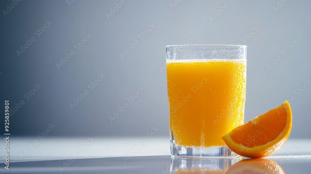 Fresh glass of orange juice with slice Fresh glass of orange juice with slice