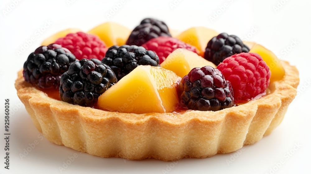 Mixed Berry and Peach Fruit Tart Close-Up Mixed Berry and Peach Fruit Tart Close-Up