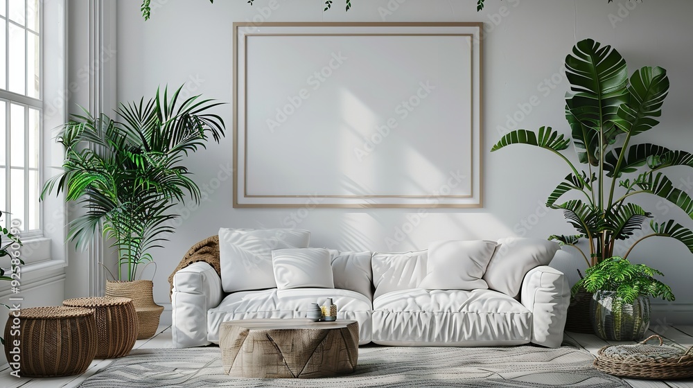 Scandinavian Home Interior with Cabinet Picture Frame Scandinavian Home Interior with Cabinet Picture Frame