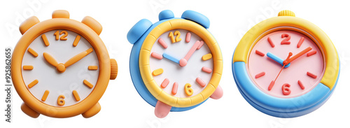 Free Download Colorful Clocks Set Isolated on Transparent Background - GFXLoad