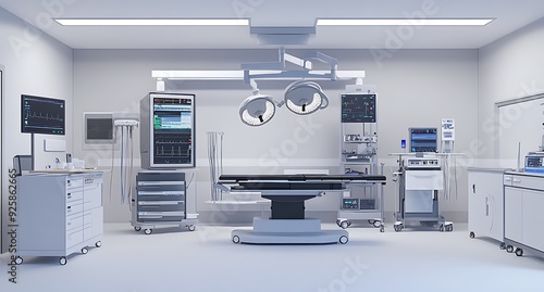 Modern Operating Room with Sterile Equipment and Medical Devices photo