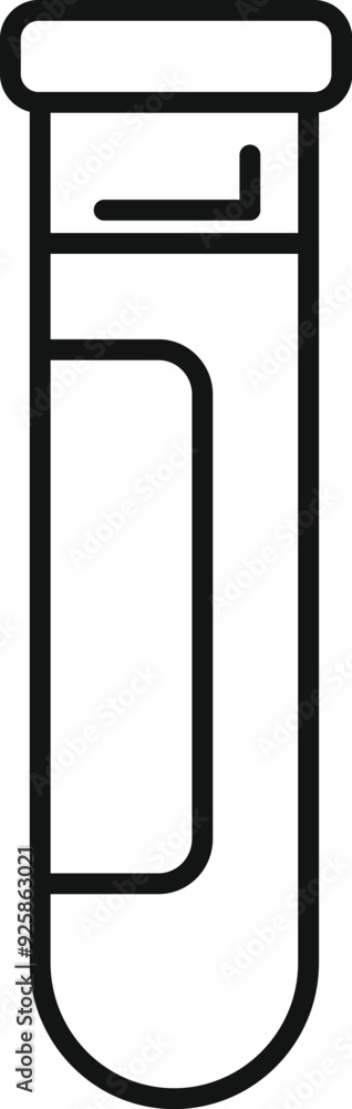 Simple line icon of a test tube, commonly used in medical settings for blood tests and analysis Simple line icon of a test tube, commonly used in medical settings for blood tests and analysis