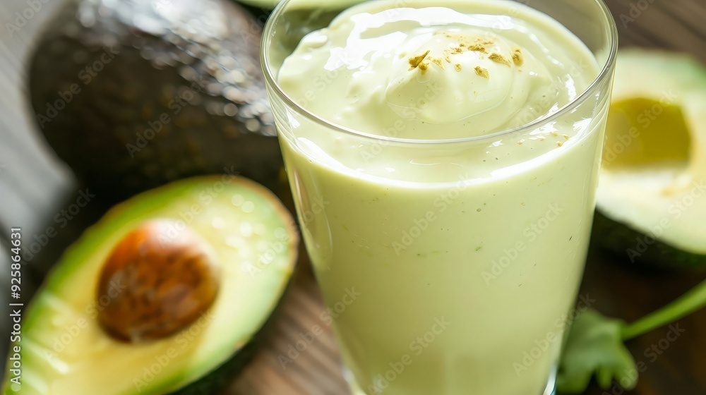 Avocado Smoothie with a Delicious Green Color Avocado Smoothie with a Delicious Green Color