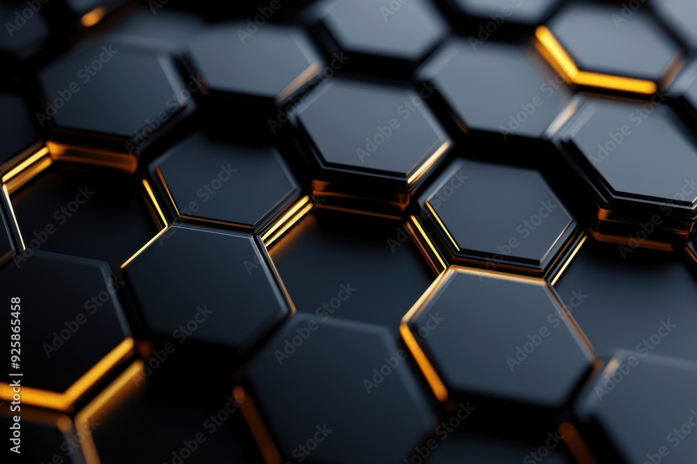 Sleek charcoal hexagonal formation with golden glowing lines. Deep 3d textured pattern. Luminous grid design. Bold black horizontal banner background. Chic carbon nuptial backdrop Sleek charcoal hexagonal formation with golden glowing lines. Deep 3d textured pattern. Luminous grid design. Bold black horizontal banner background. Chic carbon nuptial backdrop
