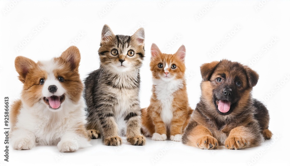 Group of cute pets on white background. Banner design Group of cute pets on white background. Banner design
