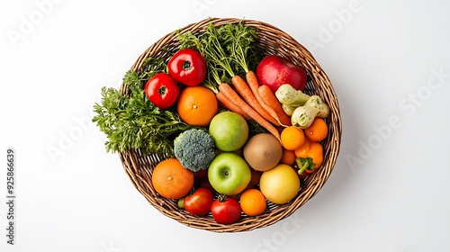 Obraz na płótnie A wicker basket full of fresh fruits and vegetables w salonie