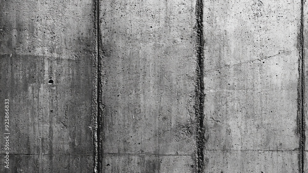 Fototapeta premium Textured concrete wall with vertical lines in a monochrome setting