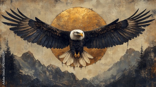 Artistic geometric shapes with majestic eagles for dramatic wallpaper Combine artistic geometric patterns with the grandeur of eagles to create a dramatic and powerful design. 