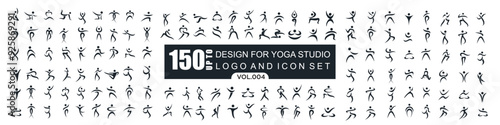 Abstract people logo design. sports, Gym ,fitness, running trainer icon set vector illustration