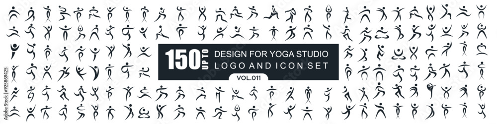Abstract people logo design. sports, Gym ,fitness, running trainer icon set vector illustration Abstract people logo design. sports, Gym ,fitness, running trainer icon set vector illustration