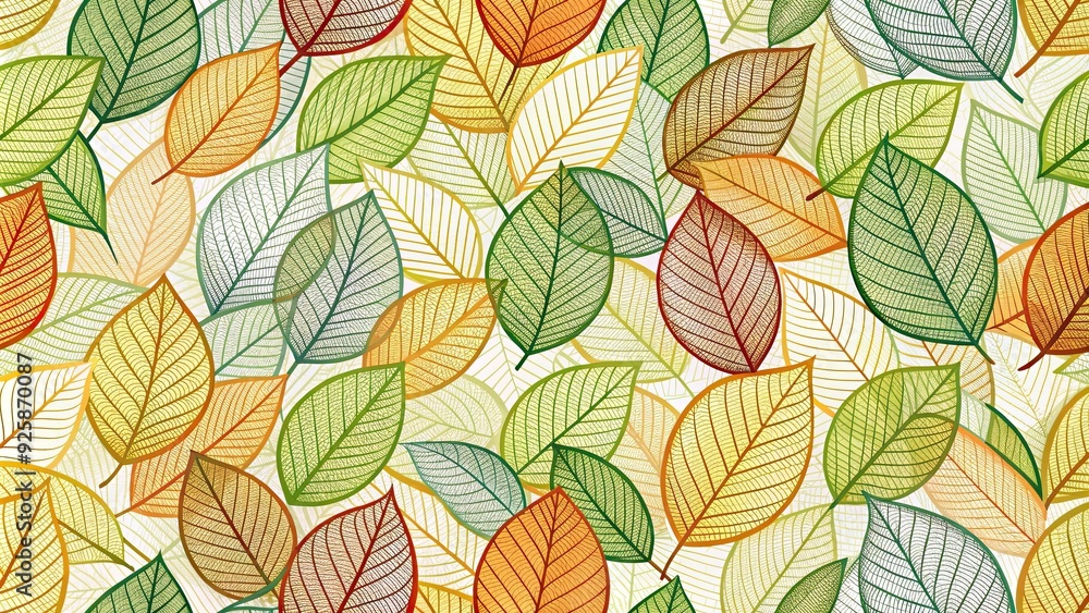 Seamless pattern of overlapping leafs, foliage, nature, organic, texture, repeat, green, design, wallpaper, background, botany