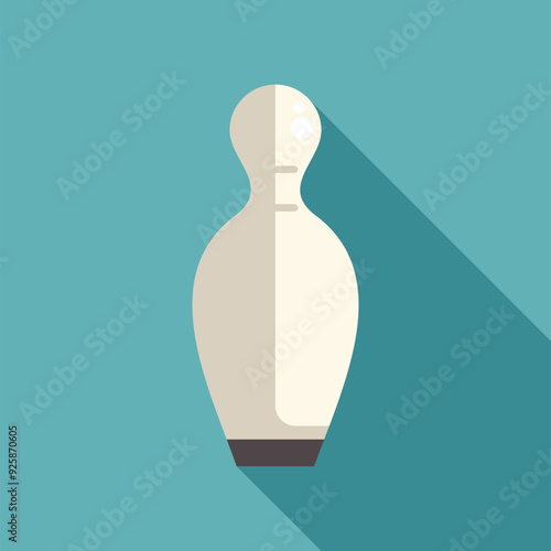 White bowling pin is casting a long shadow on a blue background