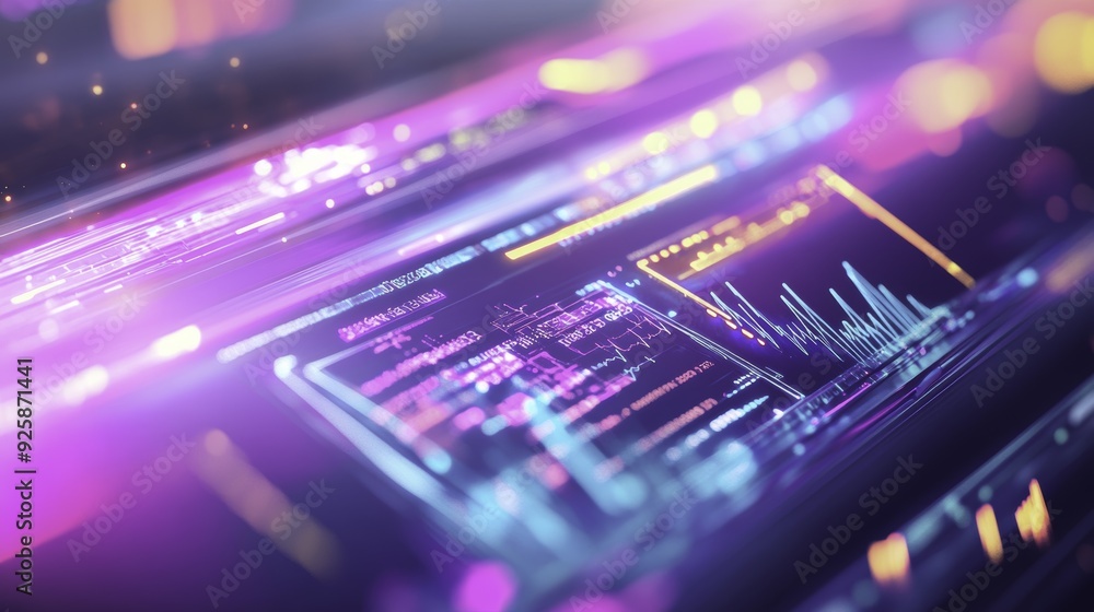 Abstract Neon Data Visualization with Purple and Yellow Hues Abstract Neon Data Visualization with Purple and Yellow Hues