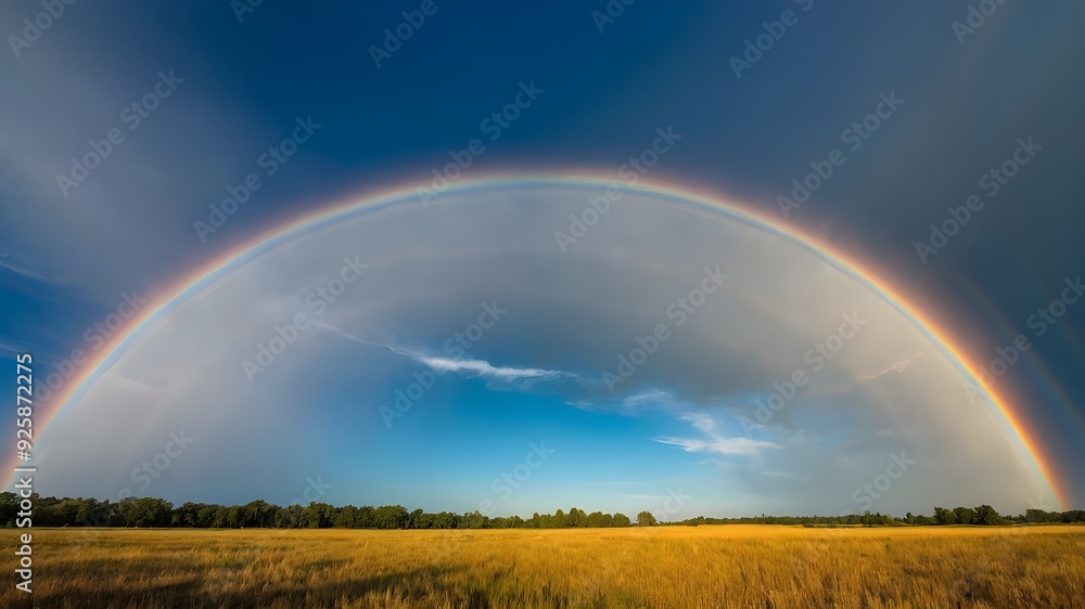 A stunning, vibrant rainbow stretching across a clear blue sky, with each color blending seamlessly into the next. A stunning, vibrant rainbow stretching across a clear blue sky, with each color blending seamlessly into the next.