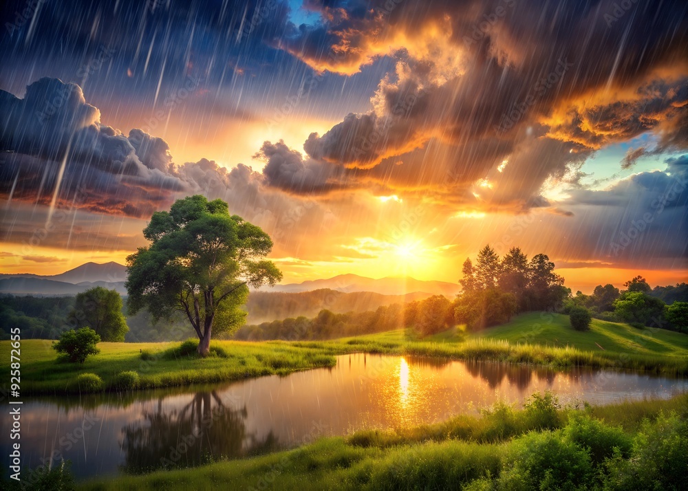 Obraz premium Amazing natural scenery rainy season waterfall wallpaper