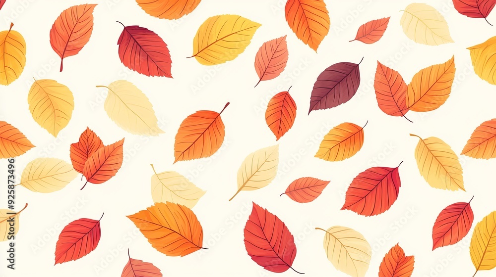 Colorful autumn leaves scattered on a light background Colorful autumn leaves scattered on a light background